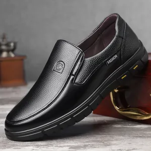 Herren Casual Rindsleder Loafer Bequeme Slip-on Schuhe Mit Lychee-Struktur Rutschfeste Gummisohle Tägliche Wanderschuhe Für Herren