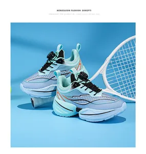 Lightweight blue boys sports sneakers with dial lace closure for PE class training