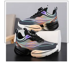 Detailed side view of lightweight boys' gradient mesh sneakers with rotary dial lacing system