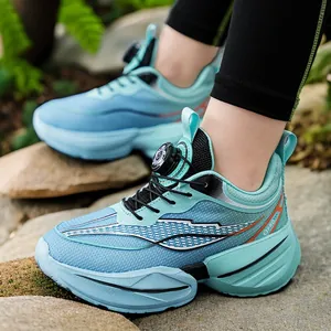 Boys Sports Shoes 2025 Spring Summer Lightweight Soft Sole Running Sneakers Breathable Mesh Rotary Buckle Shoes For Kids PE Class