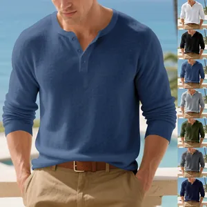 Ανδρικά μακρυμάνικα μπλουζάκια Henley σε διάφορα χρώματα για υπαίθριες δραστηριότητες