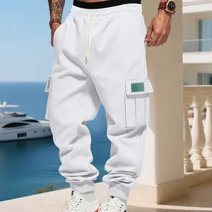 Premium mens heavyweight fleece cargo sweatpants featuring multi-pockets and drawstring