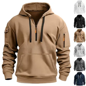 Herren Casual Fleece-Hoodie mit Armtaschen und Reißverschluss, in sechs Farben erhältlich