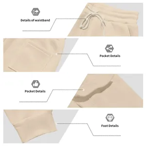 Close-up details of men's heavy fleece cargo pants featuring waistband and pocket design