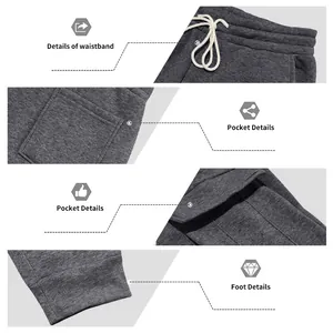 Detail view of men's heavy fleece cargo pants showing waistband, pockets, and cuffs.