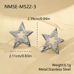 Detail view of double-layer star stud earrings with precise dimensions and weight info