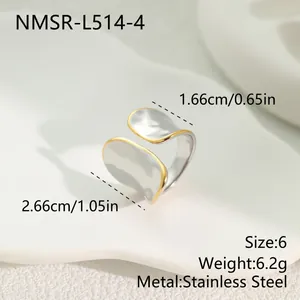 Detailed size and weight measurements for two-tone stainless steel leaf open ring