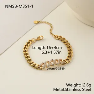 Spécifications détaillées du bracelet gourmette en acier inoxydable doré pour femme
