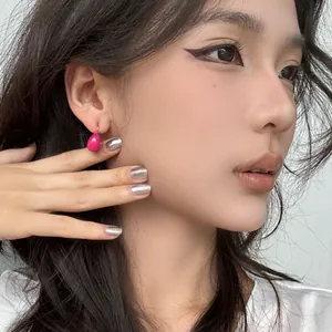 Boucles d'Oreilles Pendantes en Acier Inoxydable Émaillé Dopamine pour Femmes Goutte d'Eau Minimaliste Bijoux de Mode Cadeau