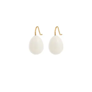 Boucles d'oreilles minimalistes en émail blanc en forme de goutte avec crochets en titane