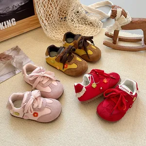 Stylish Korean style kids' trainers with floral patterns and soft soles in vibrant colors