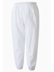 Pantalones casuales de lino y algodón para hombre con cintura elástica en blanco