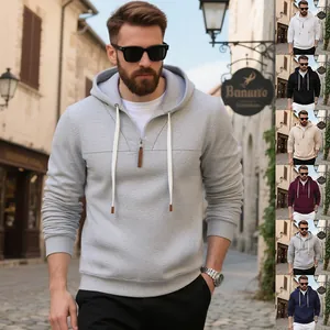 Sudadera con Capucha de Felpa Pesada para Hombre y Mujer Media Cremallera Invierno Cálido Holgado Casual Color Sólido Manga Larga