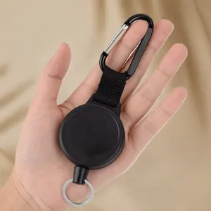 Portabadge Retrattile Portachiavi Robusto Moschettone Con Lungo Cavo in Filo d'Acciaio a Rientro ABS Avvolgitore per Badge Rotondo per Chiavi Carta d'Identità Anti-Smarrimento