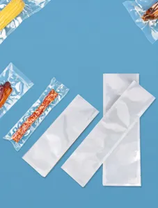 Durable long transparent vacuum food storage bags for sausages and snacks packaging