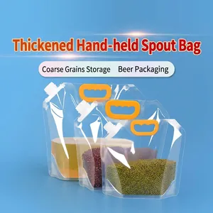 Sacchetto Trasparente Spessorato con Beccuccio per Alimenti con Manico per Cereali Birra Liquidi Sacchetto Sigillato Riutilizzabile Stand Up