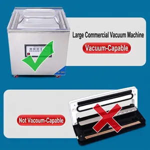 Commercial and home vacuum sealer compatibility chart for aluminized foil packaging bags