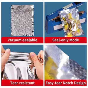 Semi-transparent aluminum foil vacuum sealer bags for food storage and long-term preservation