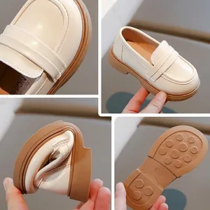 Mocassins crème pour filles semelle souple style JK chaussures de princesse école