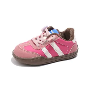 Zapatillas rosa para niñas estilo German Army Trainer con cómodas suelas blandas infantiles