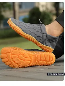 Men Breathable Fly-Knit Running Sneakers Non-Slip Lightweight Barefoot Shoes For Hiking Walking Gym Training Casual Mesh Sport Shoes