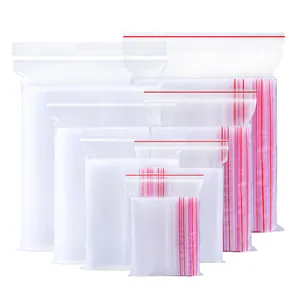 Clear PE self-sealing ziplock bags in various sizes for food and clothing storage