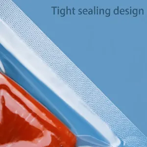 Detailed macro view of a thickened nylon vacuum food bag with a dense sealing edge design