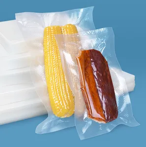 Detail view of embossed vacuum sealer bags with food-grade texture for fresh storage