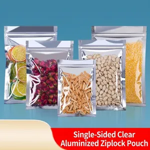 Translucent Aluminum Foil Ziplock Bag Flat Bottom Food Packaging Bags Heat Sealable Moisture Proof Bag For Snacks Nuts