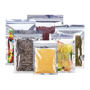 Semi-transparent silver aluminum foil zip lock stand-up pouches for food packaging