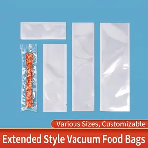 Transparent Food Vacuum Sealer Bags Heavy Duty Nylon Polyester Strip Seal Storage Bags For Ham Sausage Bacon Preservation