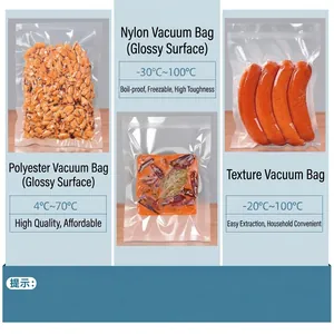 Bolsas de vacío para alimentos en nailon liso y variedades con textura