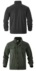 Vorder- und Rückansicht einer schweren Herren-Cordjacke mit Stehkragen-Design.