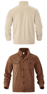 Detailansicht der Vorder- und Rückseite einer schweren Herren-Cordjacke in Braun und Beige