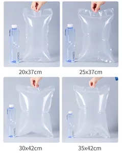 Four sizes of thickened aquarium fish transport bags with dimension labels for scale