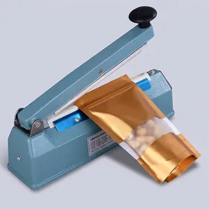 Durable matte gold aluminum foil stand-up pouch with window being heat sealed