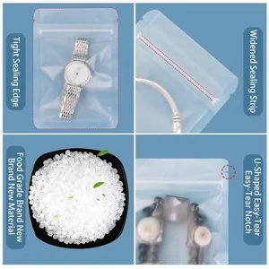 Sachets à fermeture pression dépolis pour bijoux avec bandes d'étanchéité et encoche