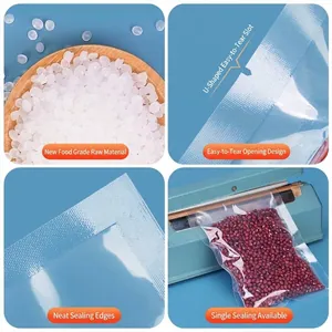 Premium food-grade transparent vacuum sealer bags with easy-tear U-notch design