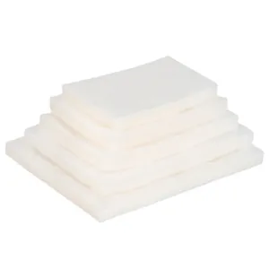 Premium stack of thick transparent food vacuum sealer bags in various sizes for storage