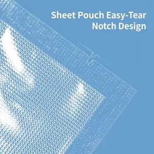 Transparent textured vacuum sealer bag with easy-tear notch design for fresh food storage