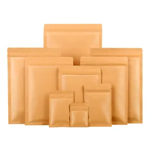 Premium multi-size kraft paper stand-up pouches with zipper for food and tea storage