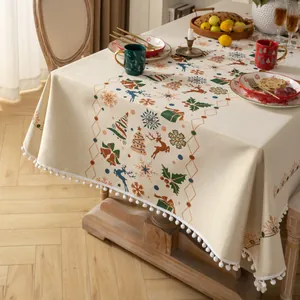 Tovaglia natalizia in jacquard con motivi di renne e fiocchi di neve per sala da pranzo