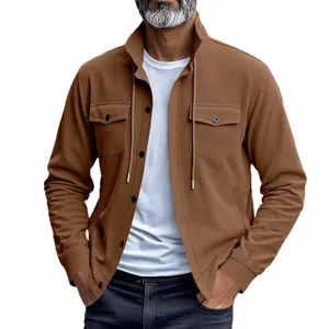 Amerikanische schwere Cordjacke für Herren mit Stehkragen und mehreren Taschen