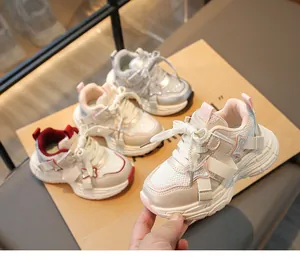 Close-up of stylish non-slip breathable chunky sneakers for girls in multiple colors