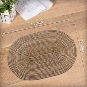 Vista detallada del mantel individual tejido ovalado moderno con dimensiones de 18x12 pulg.