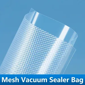 Sacs sous Vide de Qualité Alimentaire avec Texture en Treillis Sacs de Conservation Gaufrés Ménagers pour Viande Fruits Plastique Transparent sans BPA