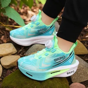 Boys' breathable mint green sports sneakers featuring a convenient rotary buckle system