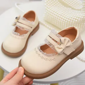 Zapatos Lolita Mary Jane para Niña de Cuero PU con Lazo y Encaje Escuela Estilo Academia Zapatos Planos para Niños