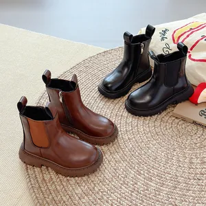 Kinderen Dikke Zool Martin Laarzen Herfst Winter Chelsea Laarzen Meisjes Jongens Kunstleer Antislip Casual Korte Laarzen