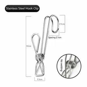 Clip a gancio in acciaio inox con dimensioni e dettaglio senza saldatura
